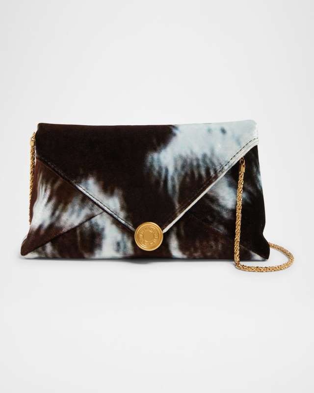 Small Cowhide-Print Viscose Envelope Clutch Bag